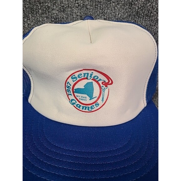 Vintage 1987 Senior Games New York State Trucker Hat Challenger Caps USA - Picture 2 of 6